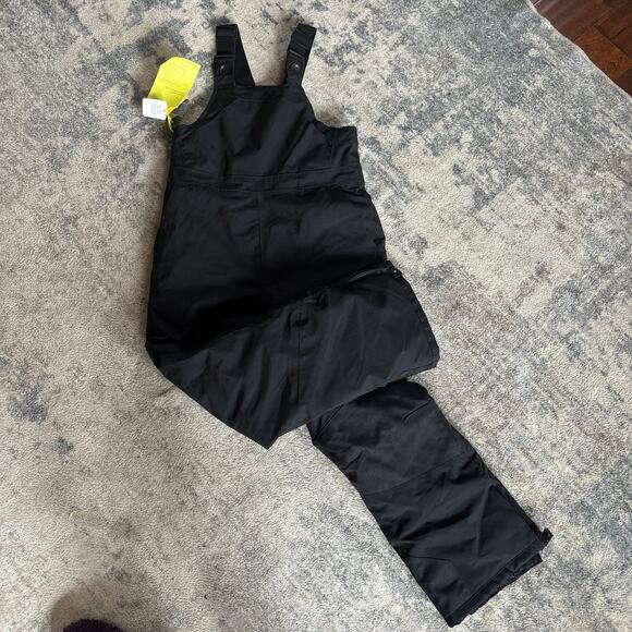 All In Motion Boy Girl Snow Sport  Snow Pants Bibs Black Water Resistant 10/12 - Picture 1 of 6